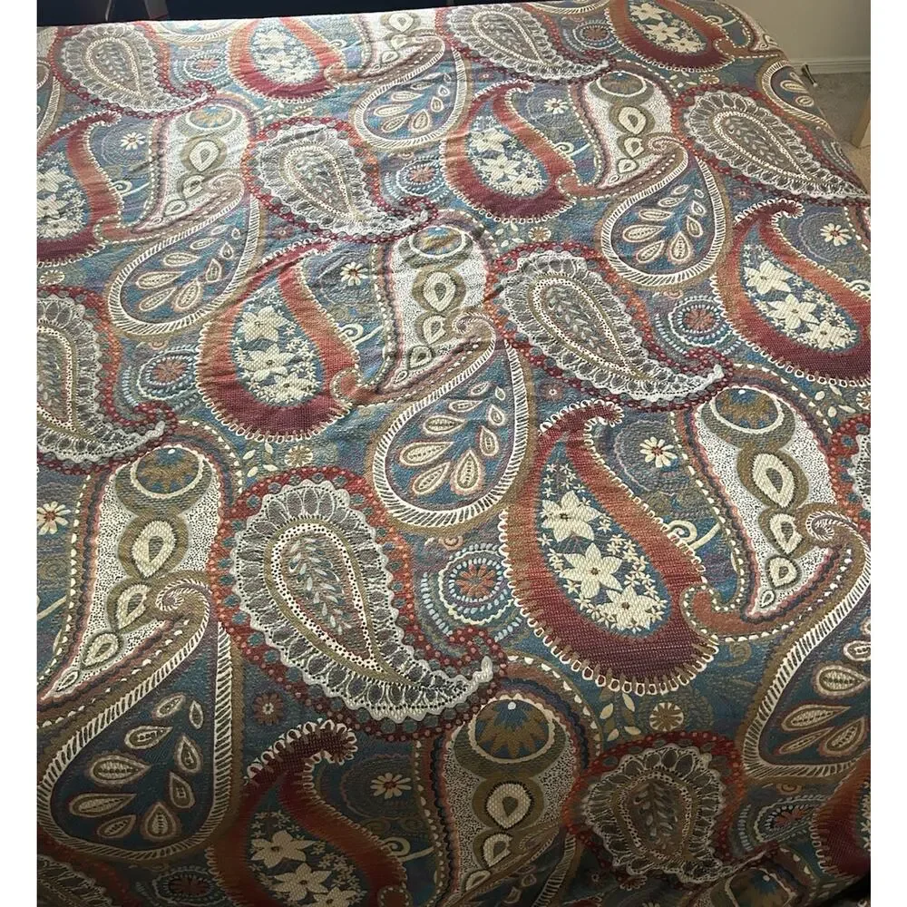 EUC Pier 1 Imports Earth Tones Paisley floral King Comforter Shams Retired